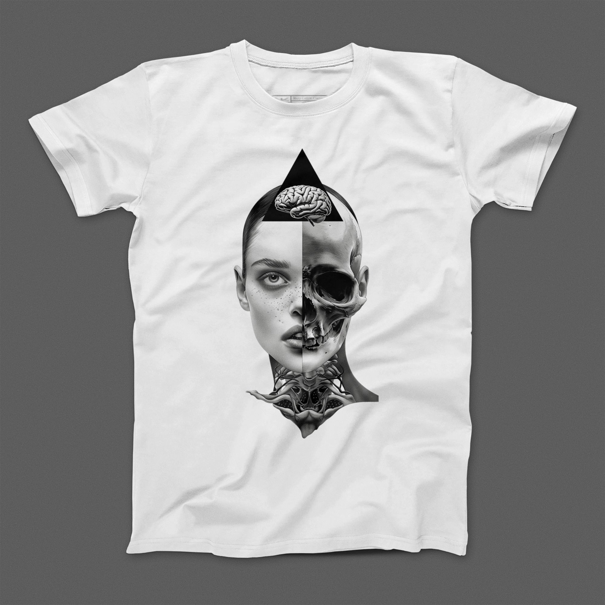 Dual Face Human Skull Art Graphic T-Shirt Product