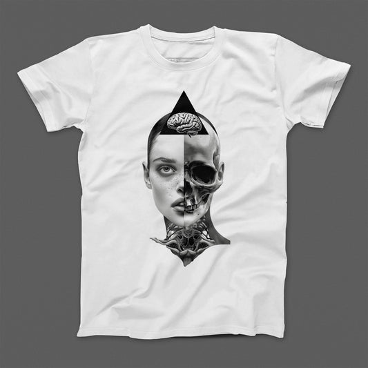 Dual Face Human Skull Art Graphic T-Shirt Product
