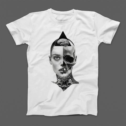 Dual Face Human Skull Art Graphic T-Shirt Product