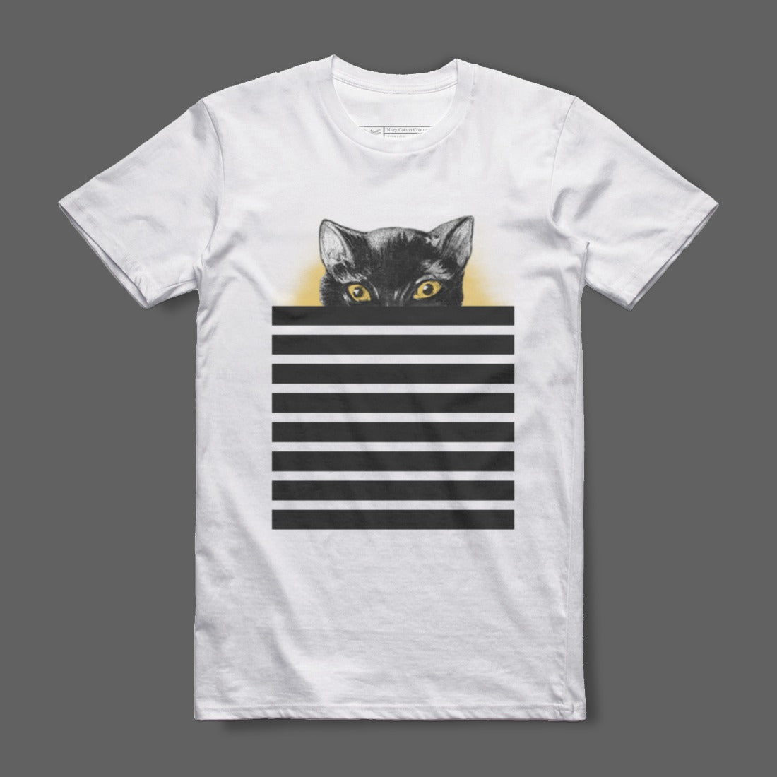 Black Cat with Yellow Eyes Print T-Shirt Product
