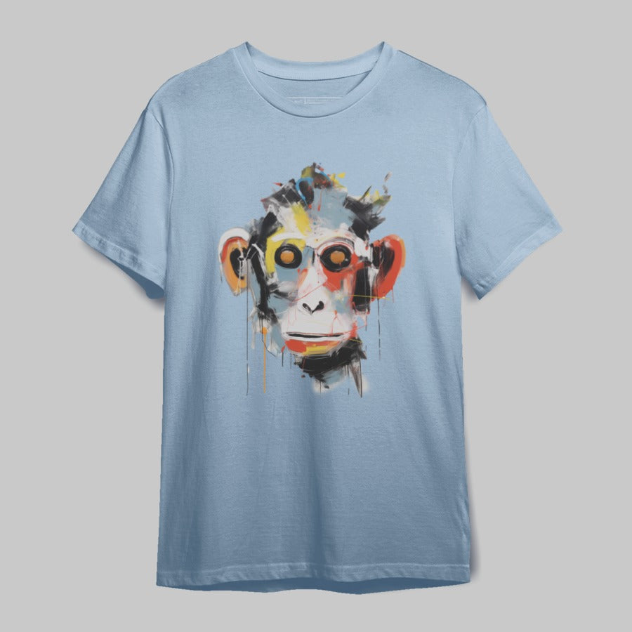 Vibrant Abstract Monkey Face Graphic T-Shirt for Art Lovers