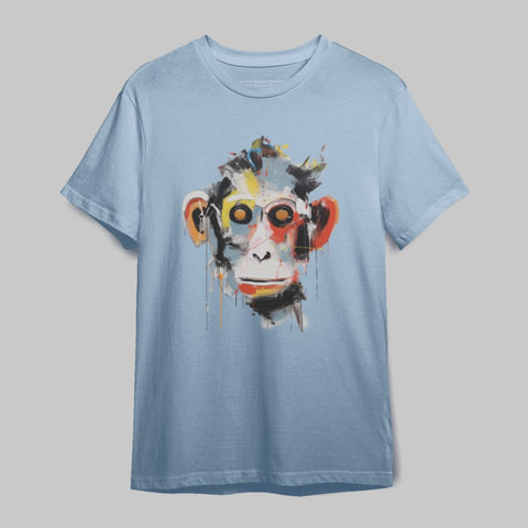 Vibrant Abstract Monkey Face Graphic T-Shirt for Art Lovers