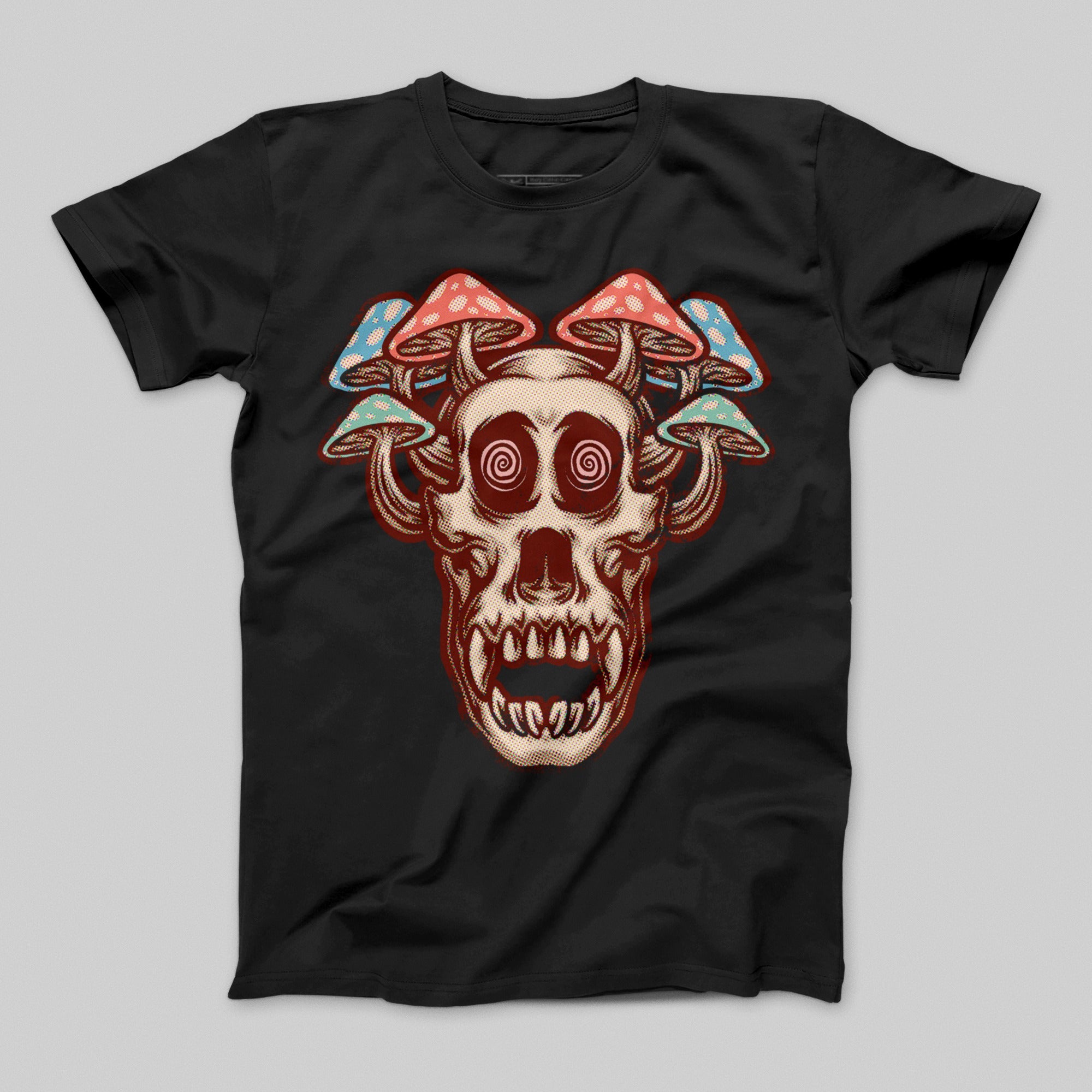 Psychedelic Skull With Mushrooms Graphic T-Shirt