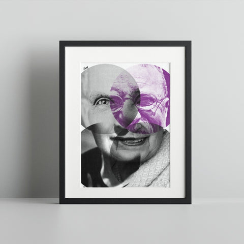 Abstract Black and White Overlapping Faces Art Print