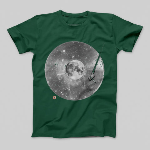 Vinyl Record Playing the Moon Graphic T-Shirt