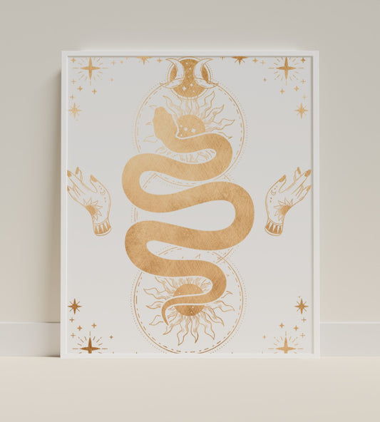 Mystical Snake and Hands Wall Art Decor Poster Print