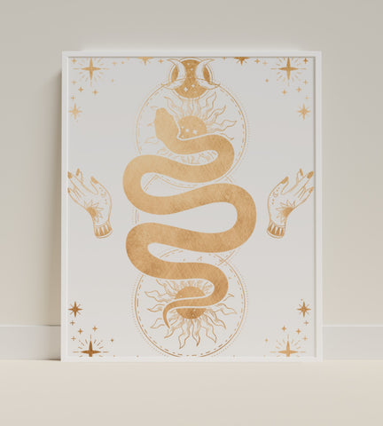 Mystical Snake and Hands Wall Art Decor Poster Print