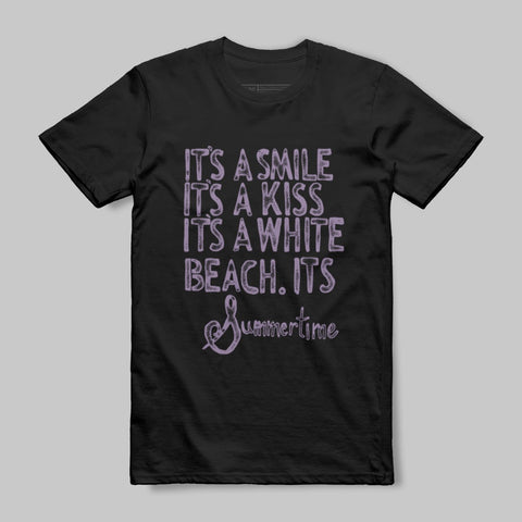 Summertime Smile Kiss White Beach Graphic T-Shirt