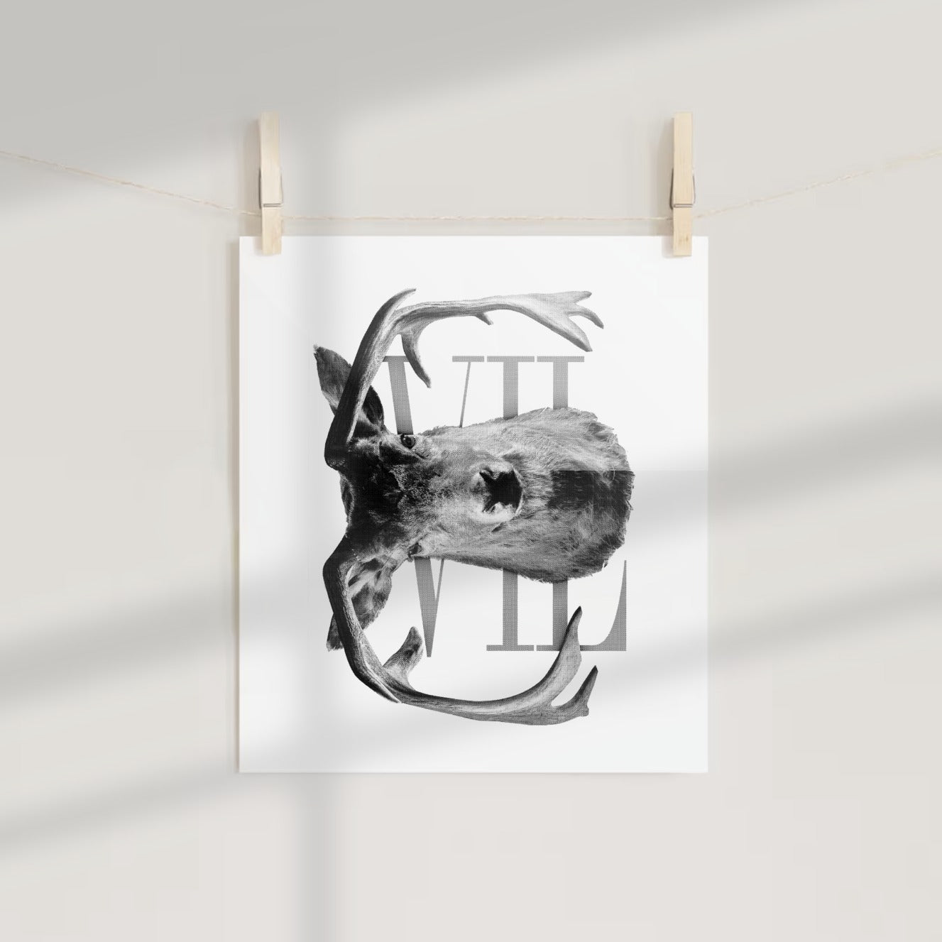 Stylish Deer Antlers Roman Numeral Art Print