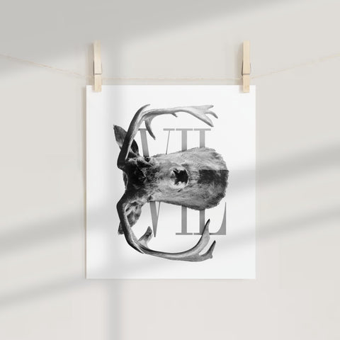 Stylish Deer Antlers Roman Numeral Art Print