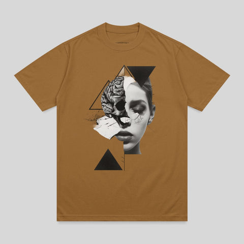 Abstract Brain Skull Woman Face Triangles Grunge Brown product type