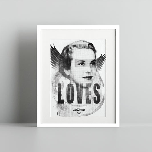 Vintage Style Loves Artwork Portrait with Wings Poster