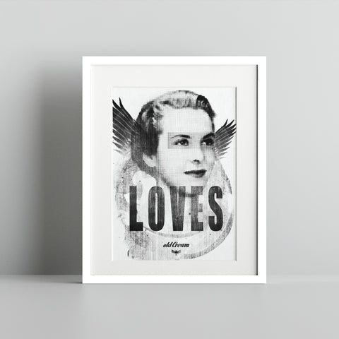 Vintage Style Loves Artwork Portrait with Wings Poster