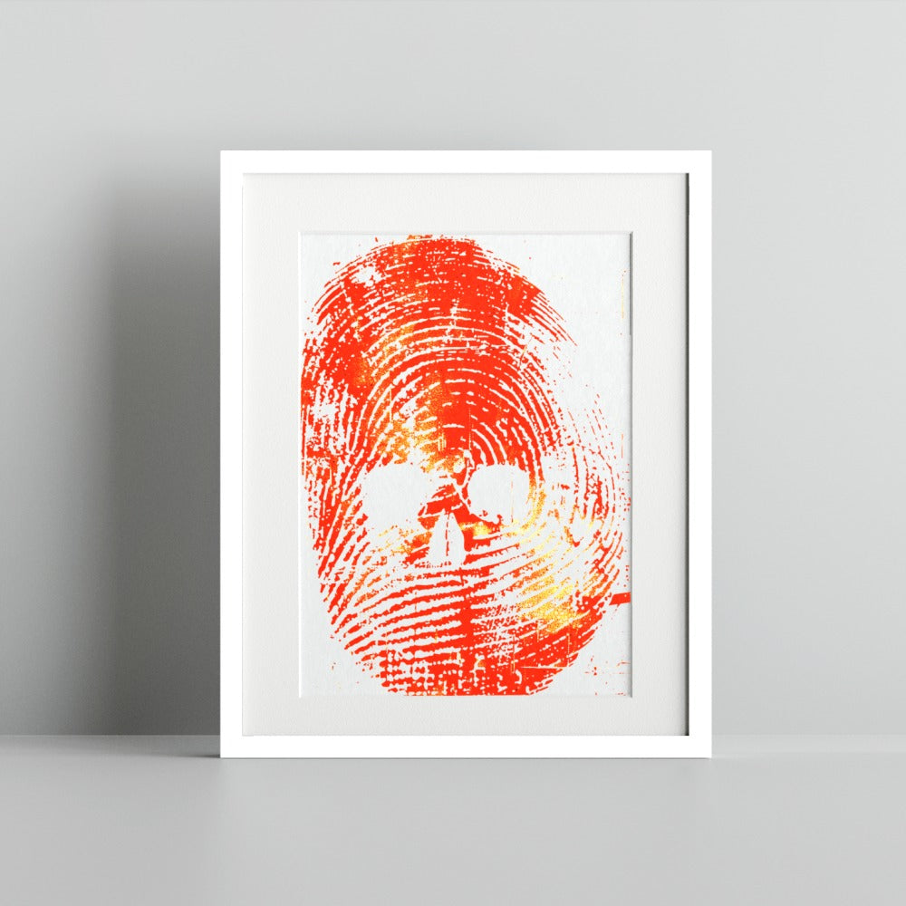 Abstract Red Skull Fingerprint Design Wall Art