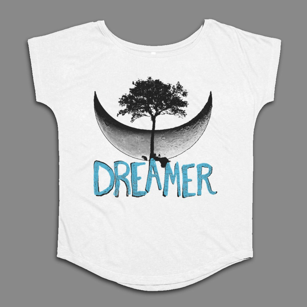 Dreamer Graphic Tee with Moon and Tree Design