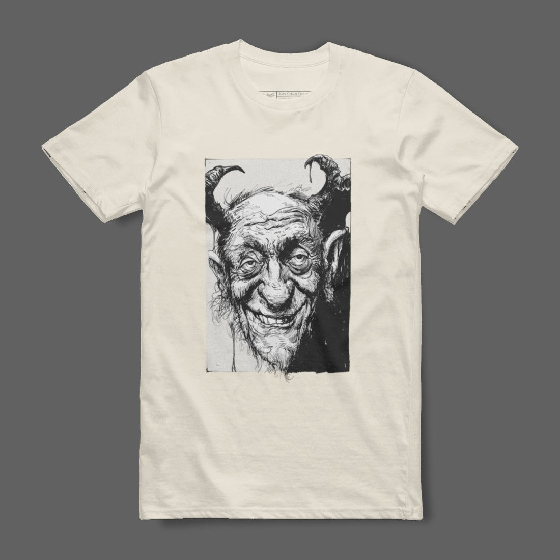Smiling Horned Character Graphic Illustration Shirt
