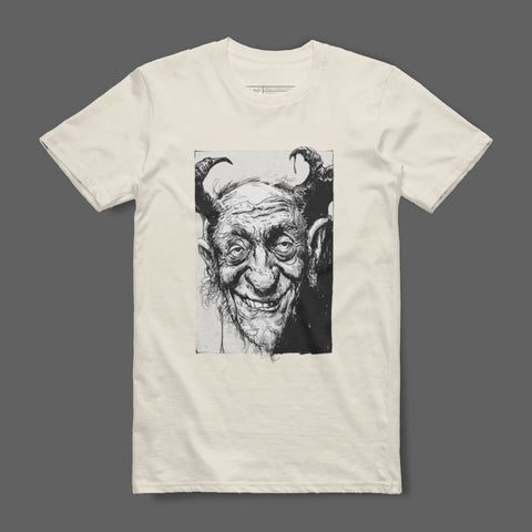 Smiling Horned Character Graphic Illustration Shirt