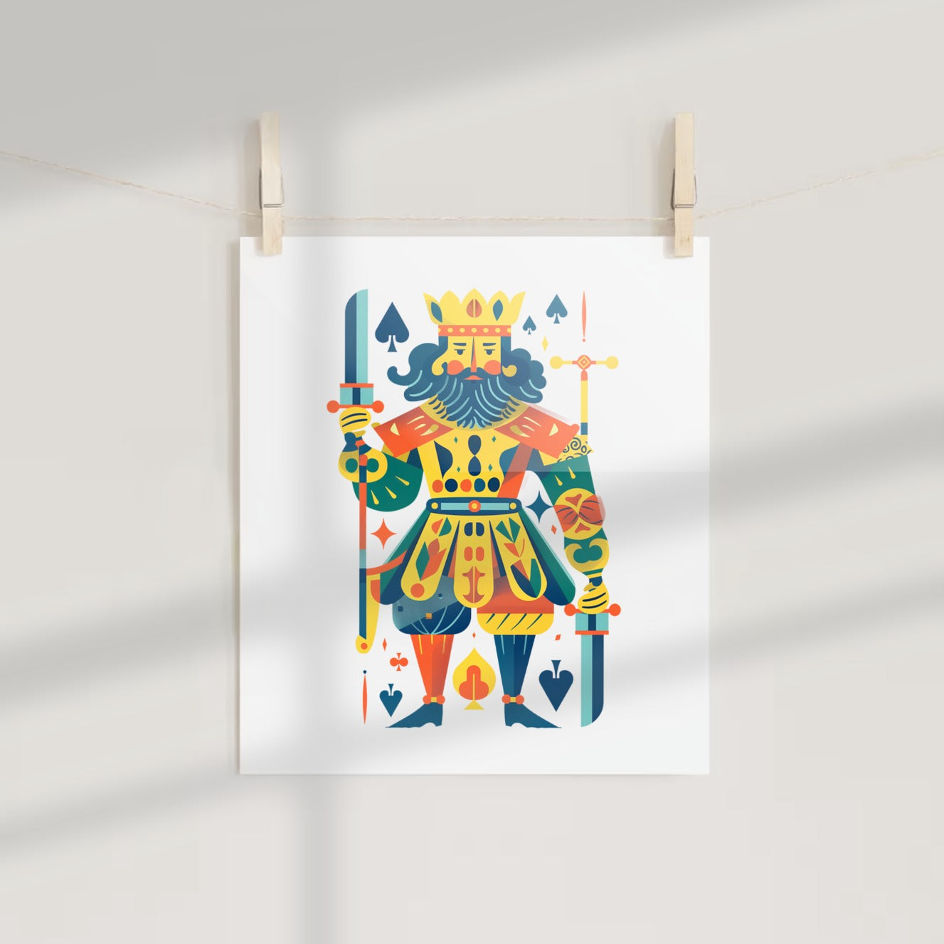 Colorful King of Spades Playing Card Art Print