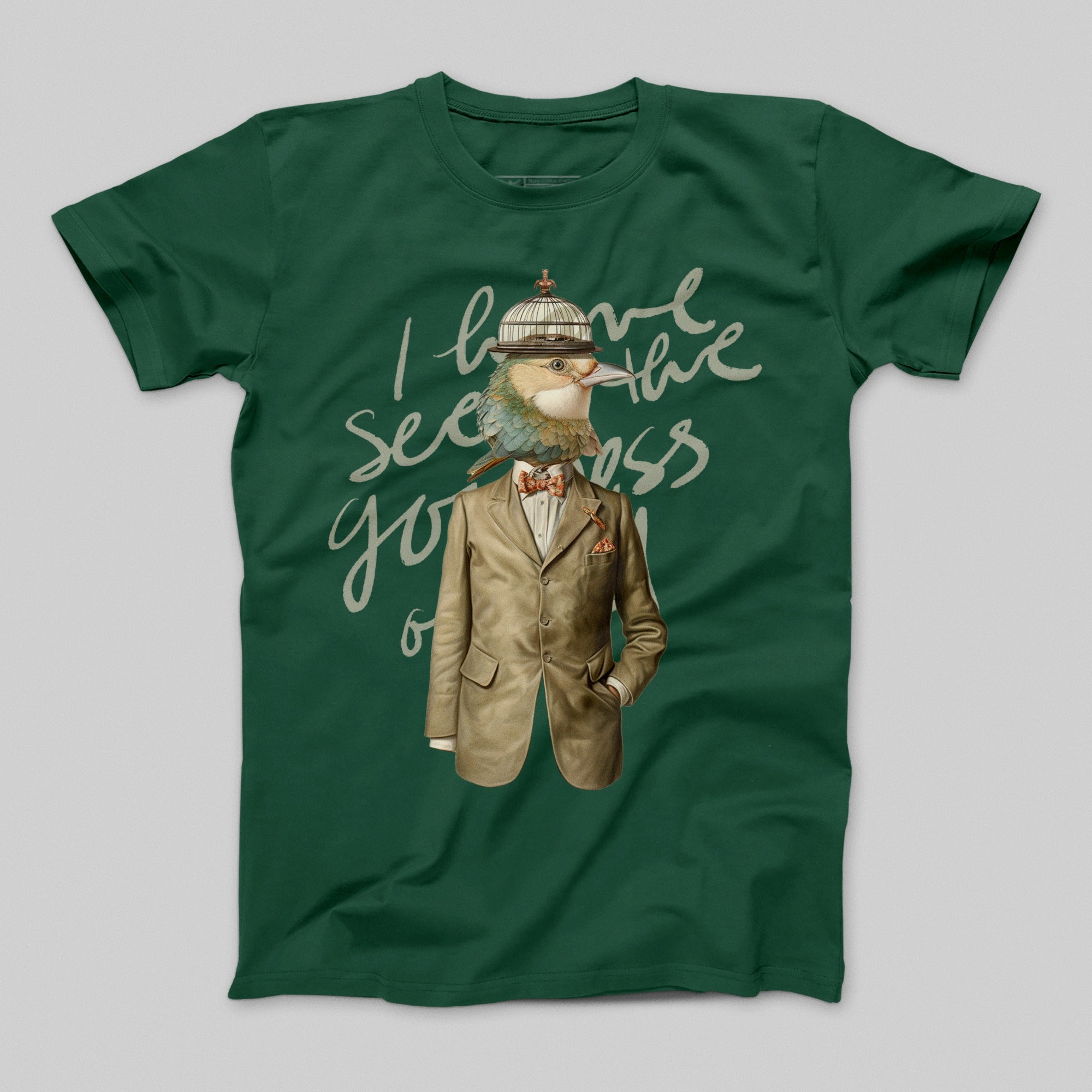 Stylish Bird in Suit with Hat Graphic Tee T-shirt