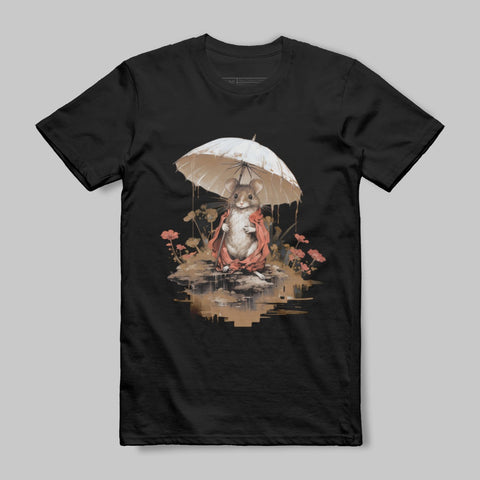 Rabbit Under Umbrella Artistic Graphic T-Shirt