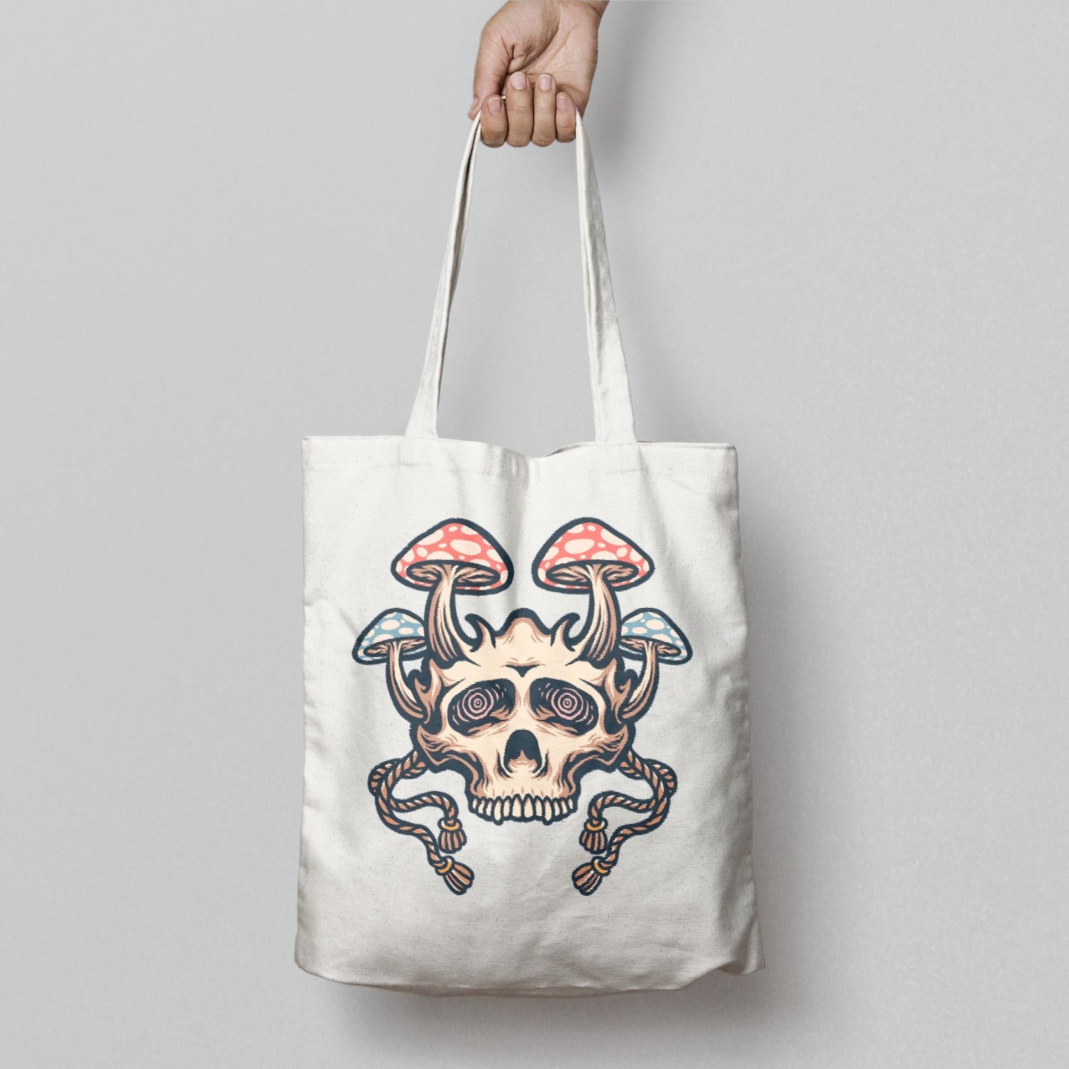 Skull and Mushroom Design Printed Tote Bag Product