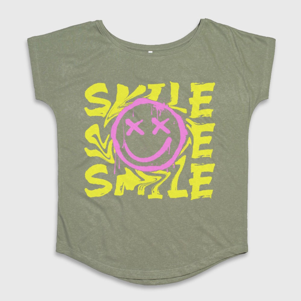 Smile with Pink Smiley Face Graphic T-Shirt