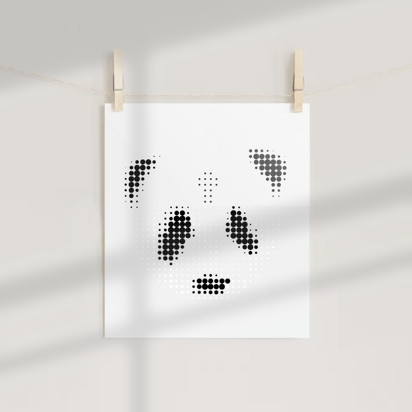Minimalist Panda Dot Art Print for Modern Decor