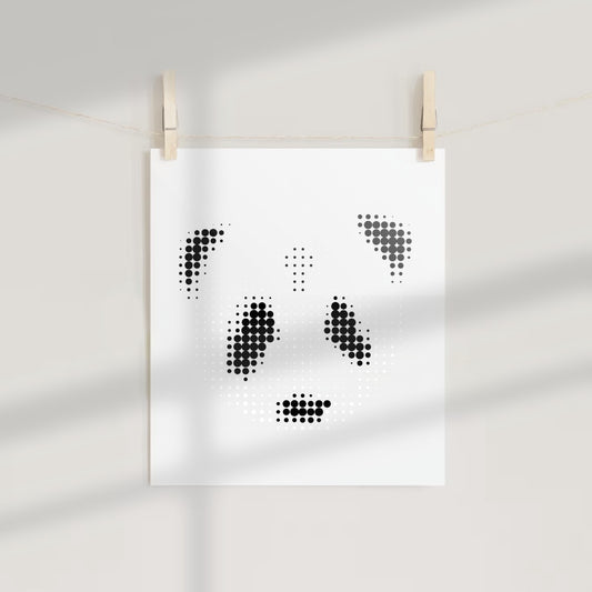 Minimalist Panda Dot Art Print for Modern Decor