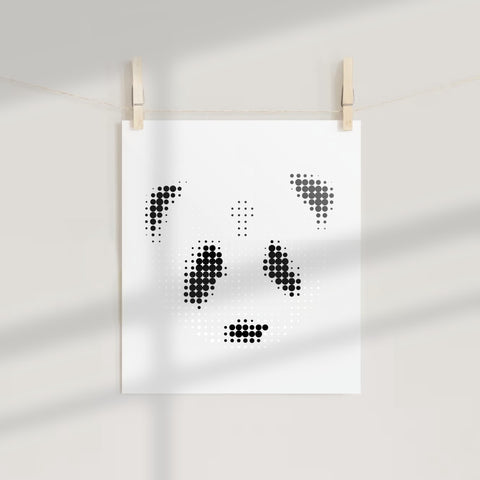 Minimalist Panda Dot Art Print for Modern Decor