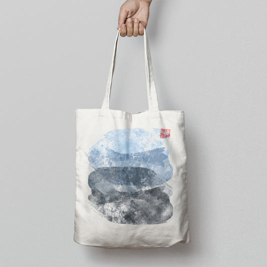 Abstract Mountain and Red Square Tote Bag product