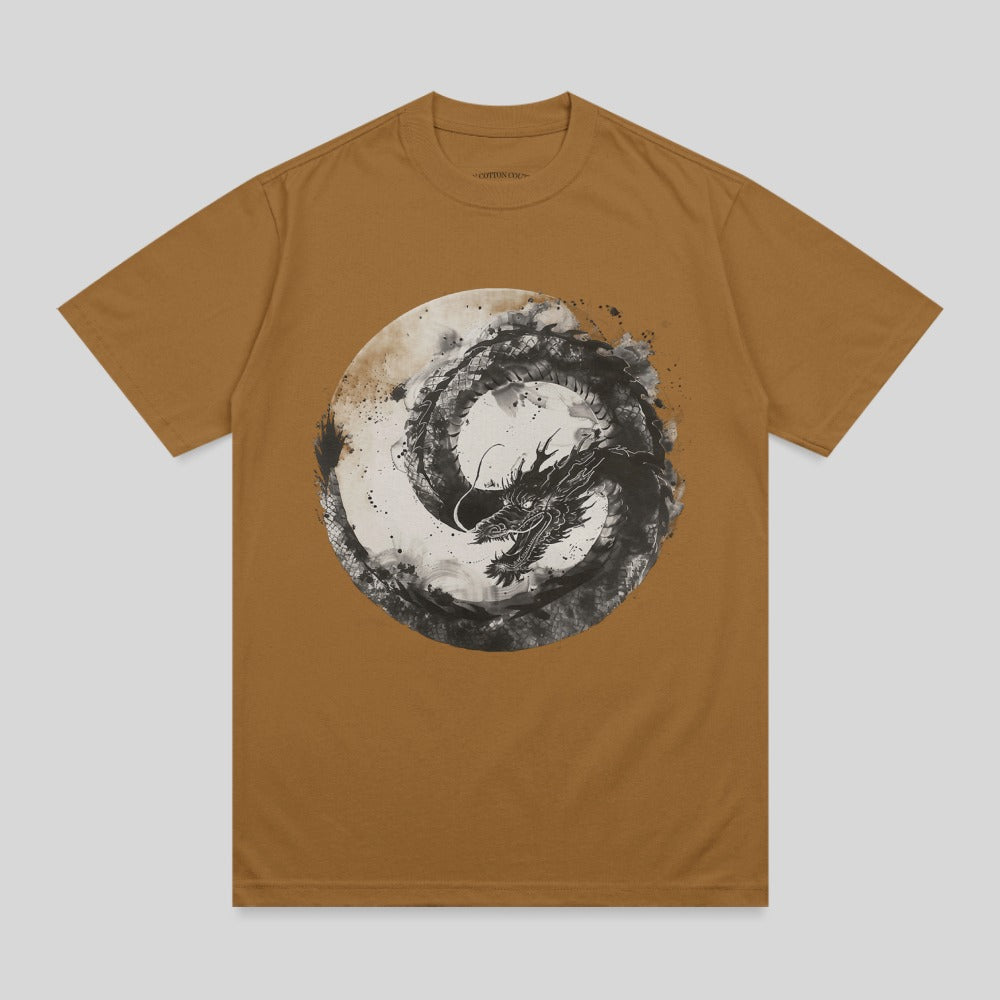 Coiled Dragon Ink Wash Circular Design product type