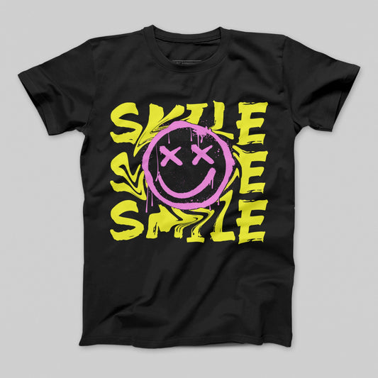 Smile Design T-Shirt with Yellow and Pink Graphics
