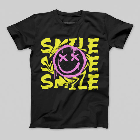 Smile Design T-Shirt with Yellow and Pink Graphics