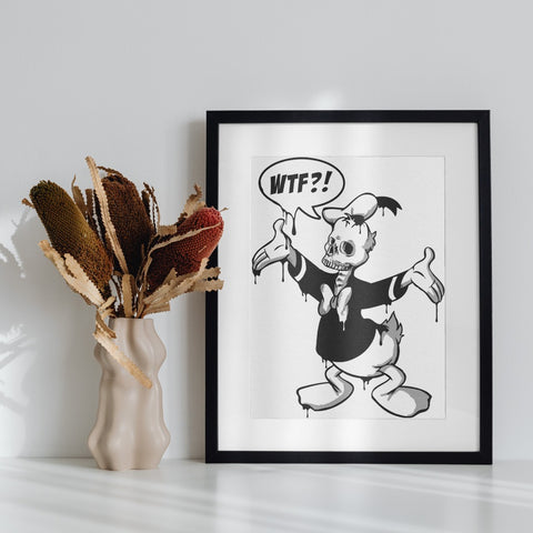WTF Cartoon Character Funny Poster for Home Decor
