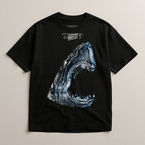 Graphic Shark Print Limited Edition Black T-Shirt