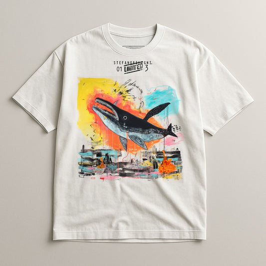 Vibrant Whale Graphic Design Stef Andress T-shirt