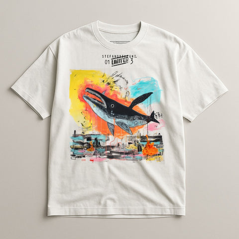 Vibrant Whale Graphic Design Stef Andress T-shirt