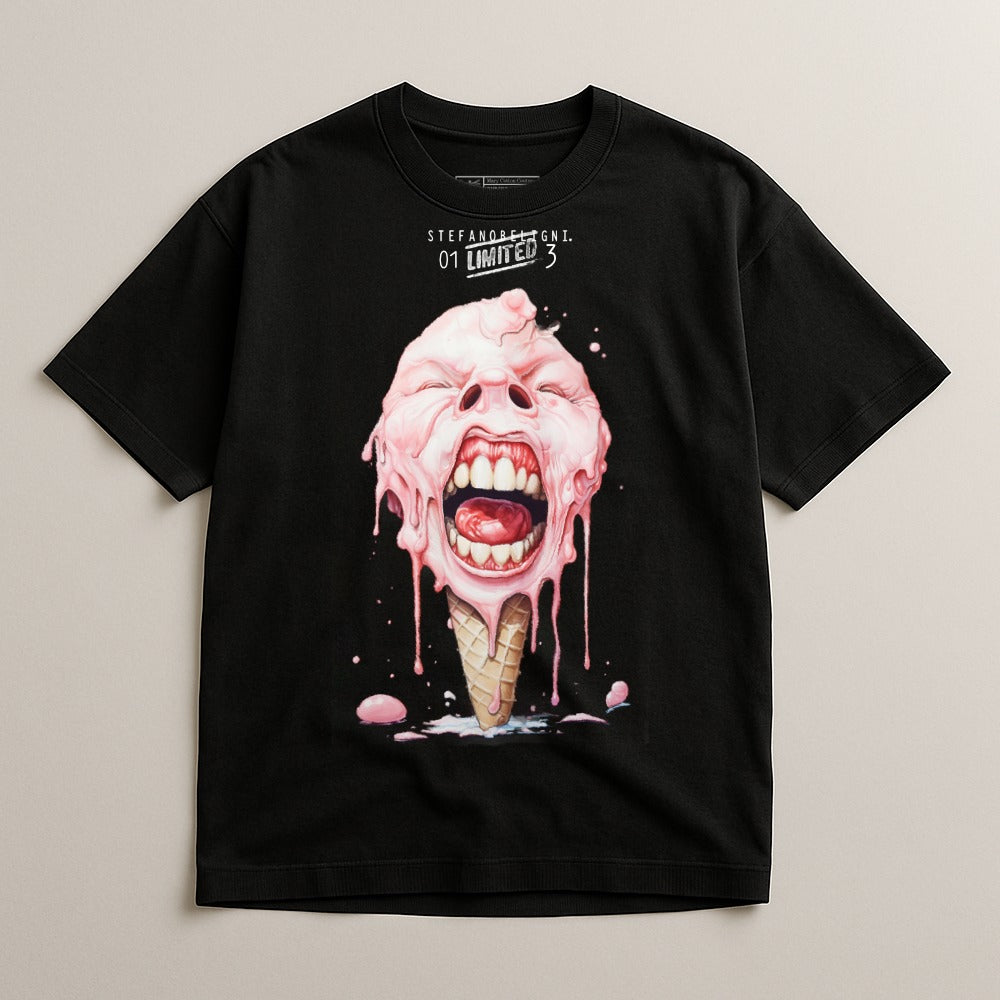 Unique Graphic Melting Ice Cream Face T-shirt