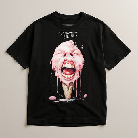 Unique Graphic Melting Ice Cream Face T-shirt