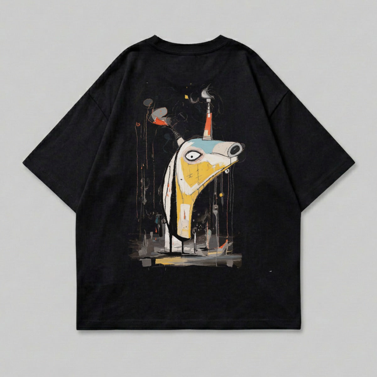 Artistic Surreal Abstract Creature Print Black Shirt product type