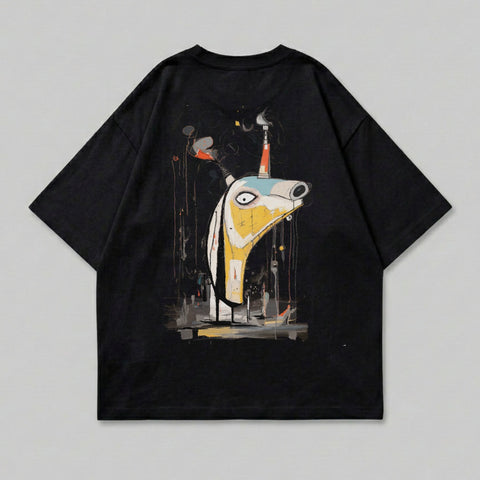 Artistic Surreal Abstract Creature Print Black Shirt product type