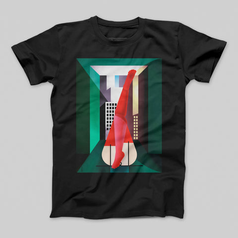 Vibrant Abstract Urban Design Black T-Shirt
