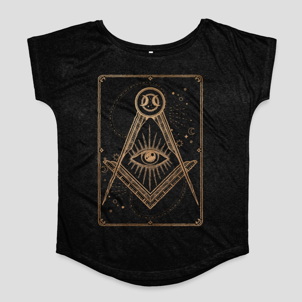 Mystical Eye and Crescent Moon Graphic T-Shirt