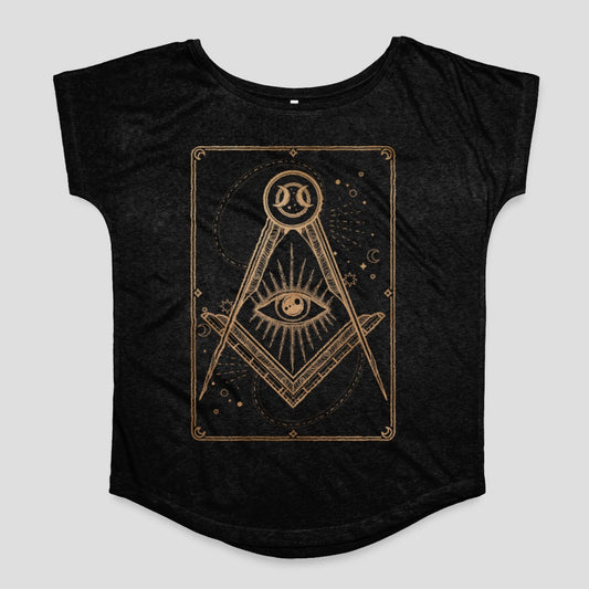 Mystical Eye and Crescent Moon Graphic T-Shirt