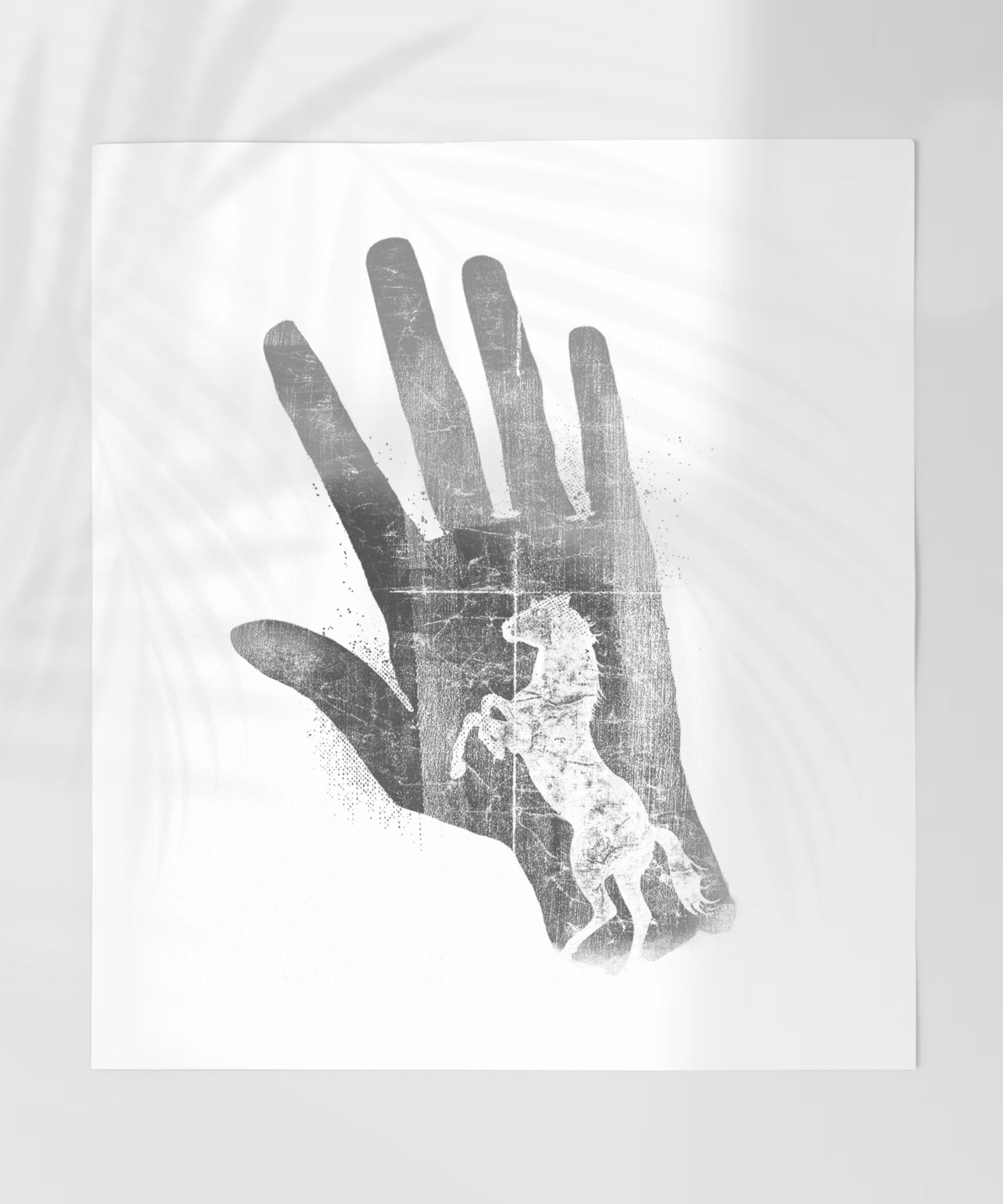 Abstract Hand with Horse Art Print Unique Wall Poster