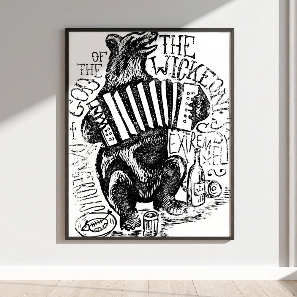 The Wicked & Dangerous Bear Playing Accordion Poster