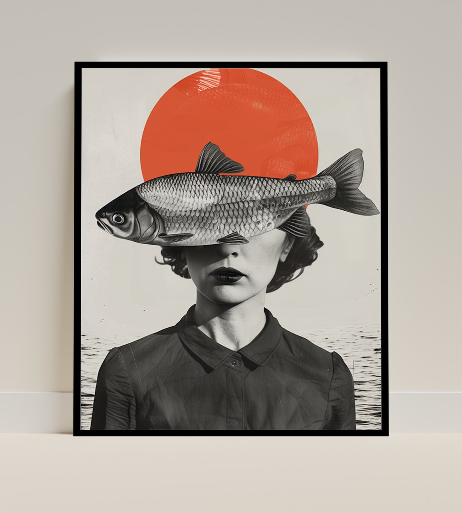 Abstract Surreal Artwork Featuring Woman With Fish