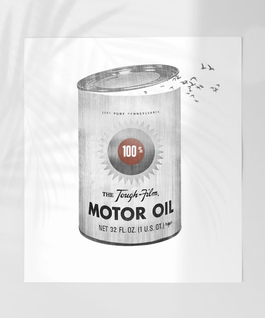 Retro Motor Oil Can Art Print for Home Decor