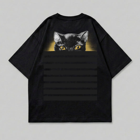 Black Cat Peeking Yellow Eyes Intense Gaze Design product type
