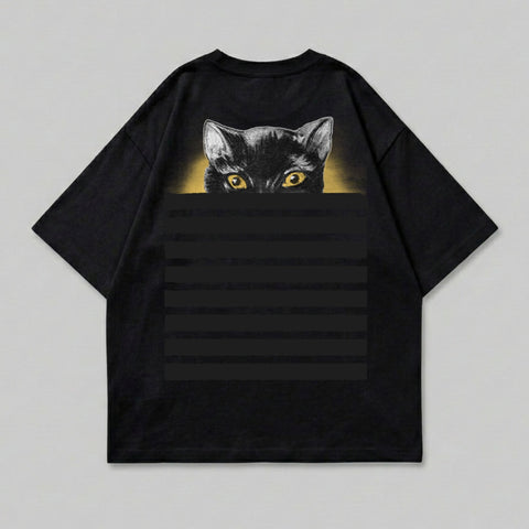 Black Cat Peeking Yellow Eyes Intense Gaze Design product type